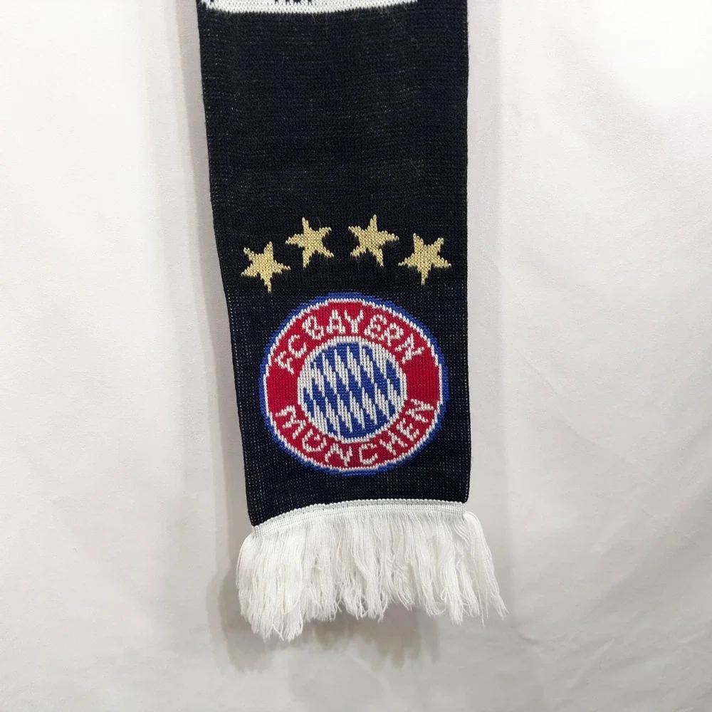 FC Bayern Munchen Scarf Soccer Football Fan Knit Black White Banner Germany‎